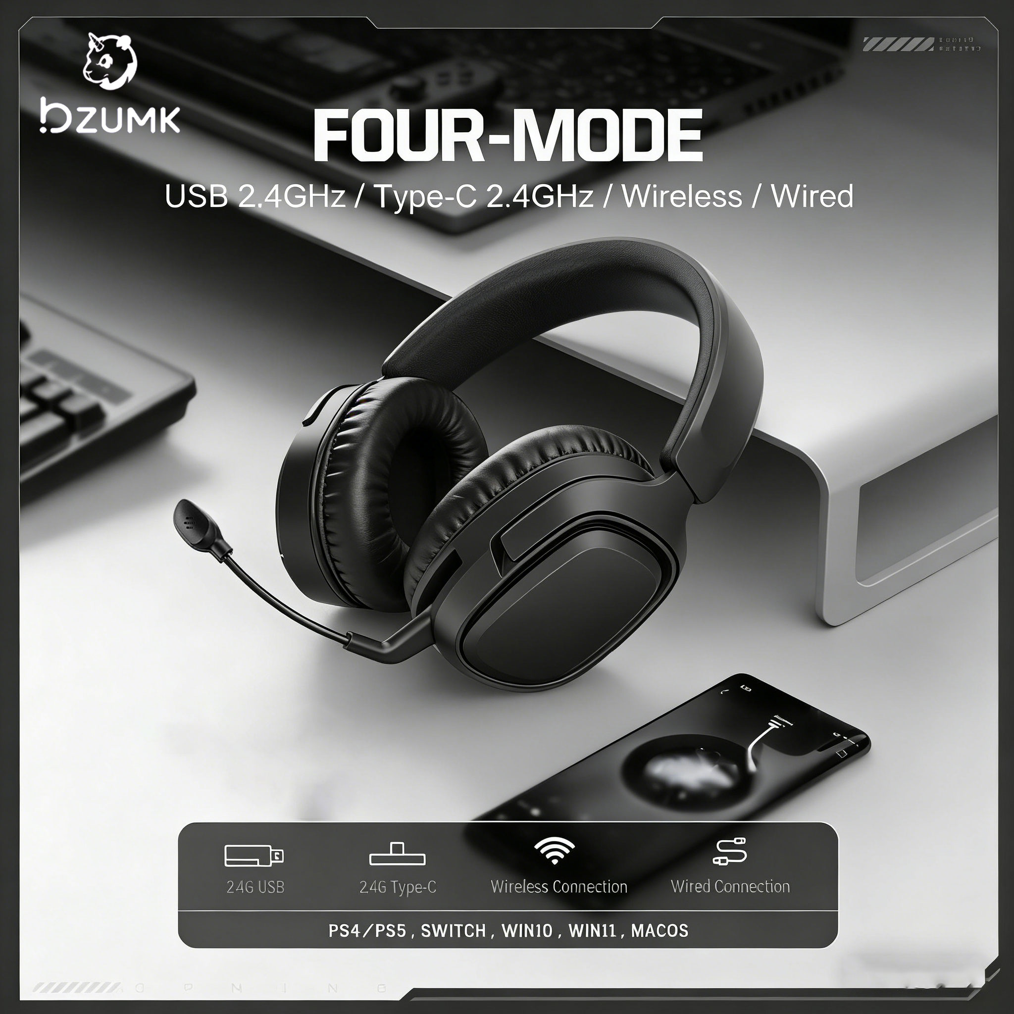 BZUMK GT808 Triple-Mode Gaming - огляд і ціна Gaming Headset 7.1