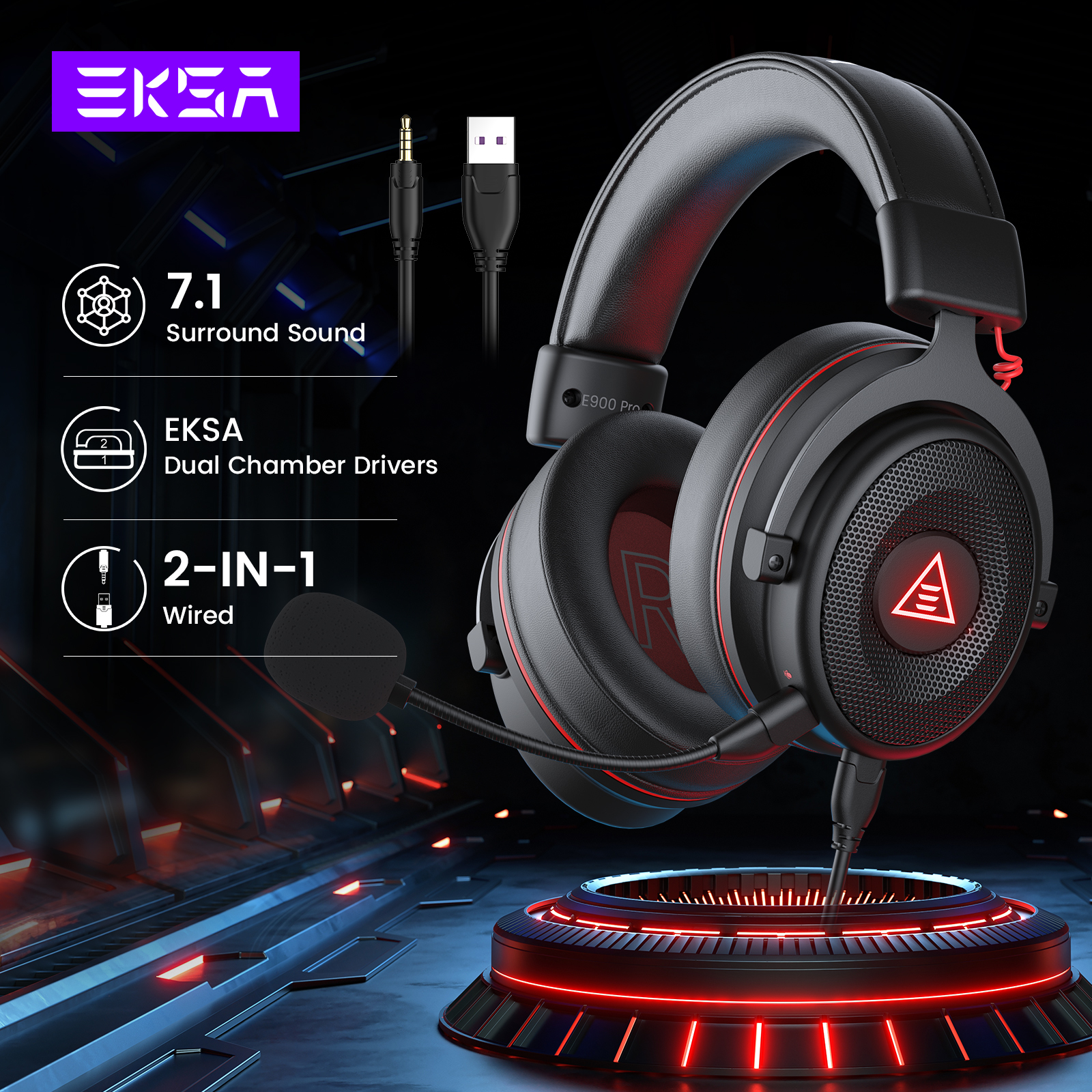 EKSA PC Gaming Headphones Over - огляд і ціна Gaming Headset 7.1